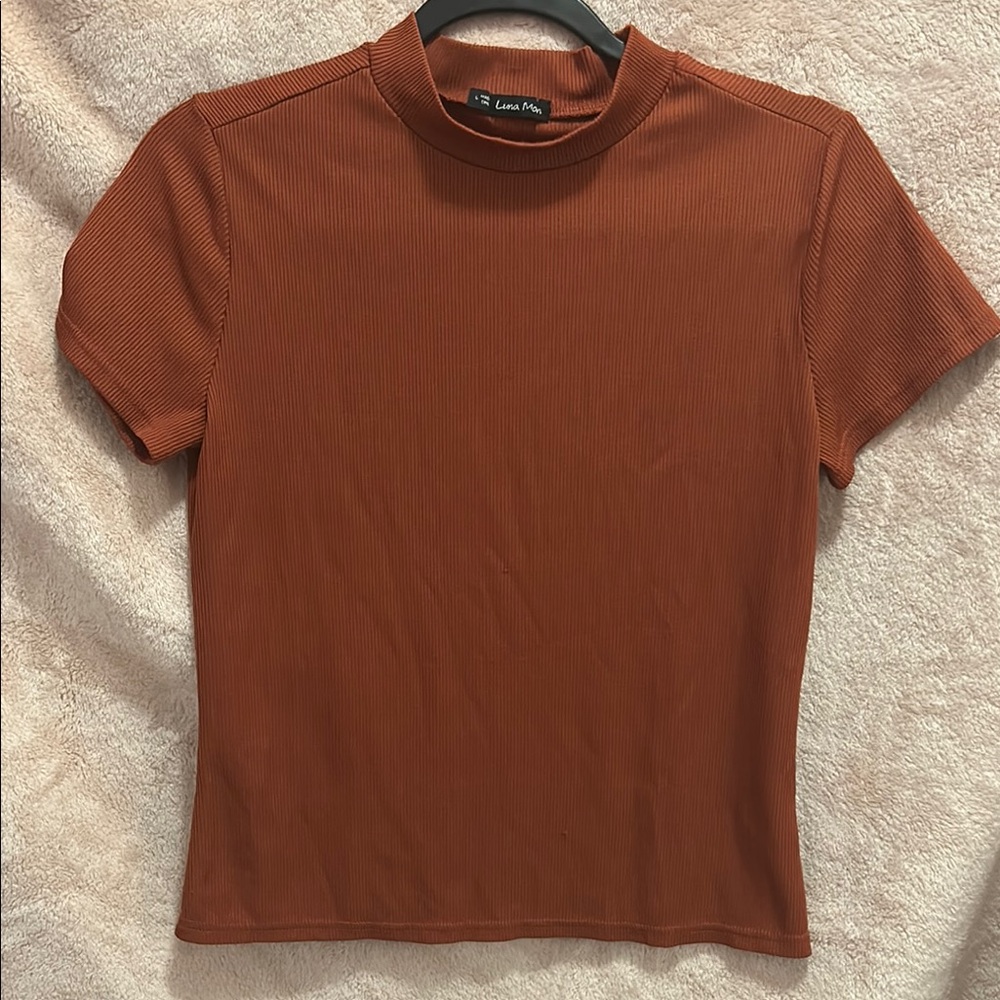 Rust Ribbed Women's Top